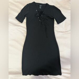 Forever 21 Black Lace-Up Mini Dress